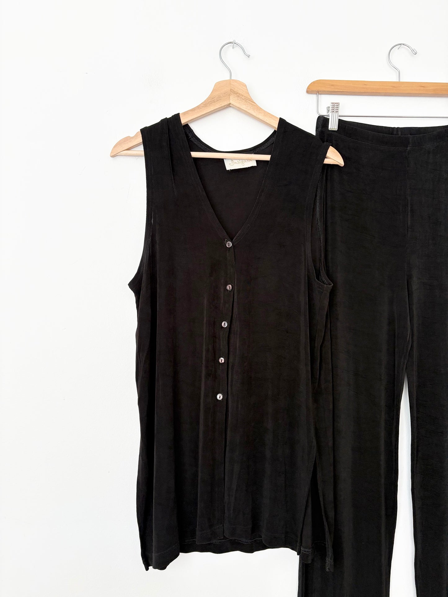 Ensemble 2 pièces noir côtelé vintage S/M