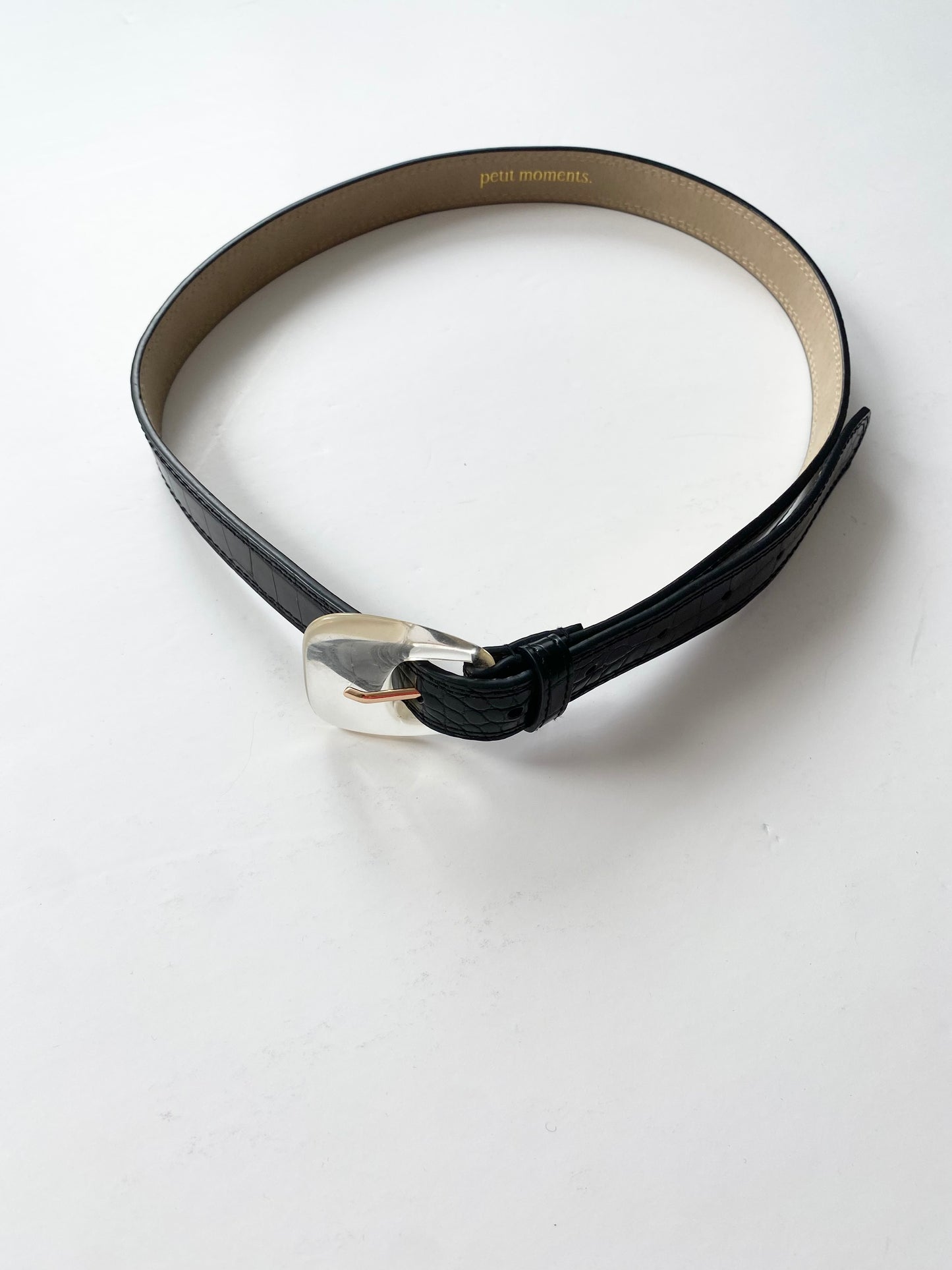 Petits moments so chic black crocodile embossed belt XS/S