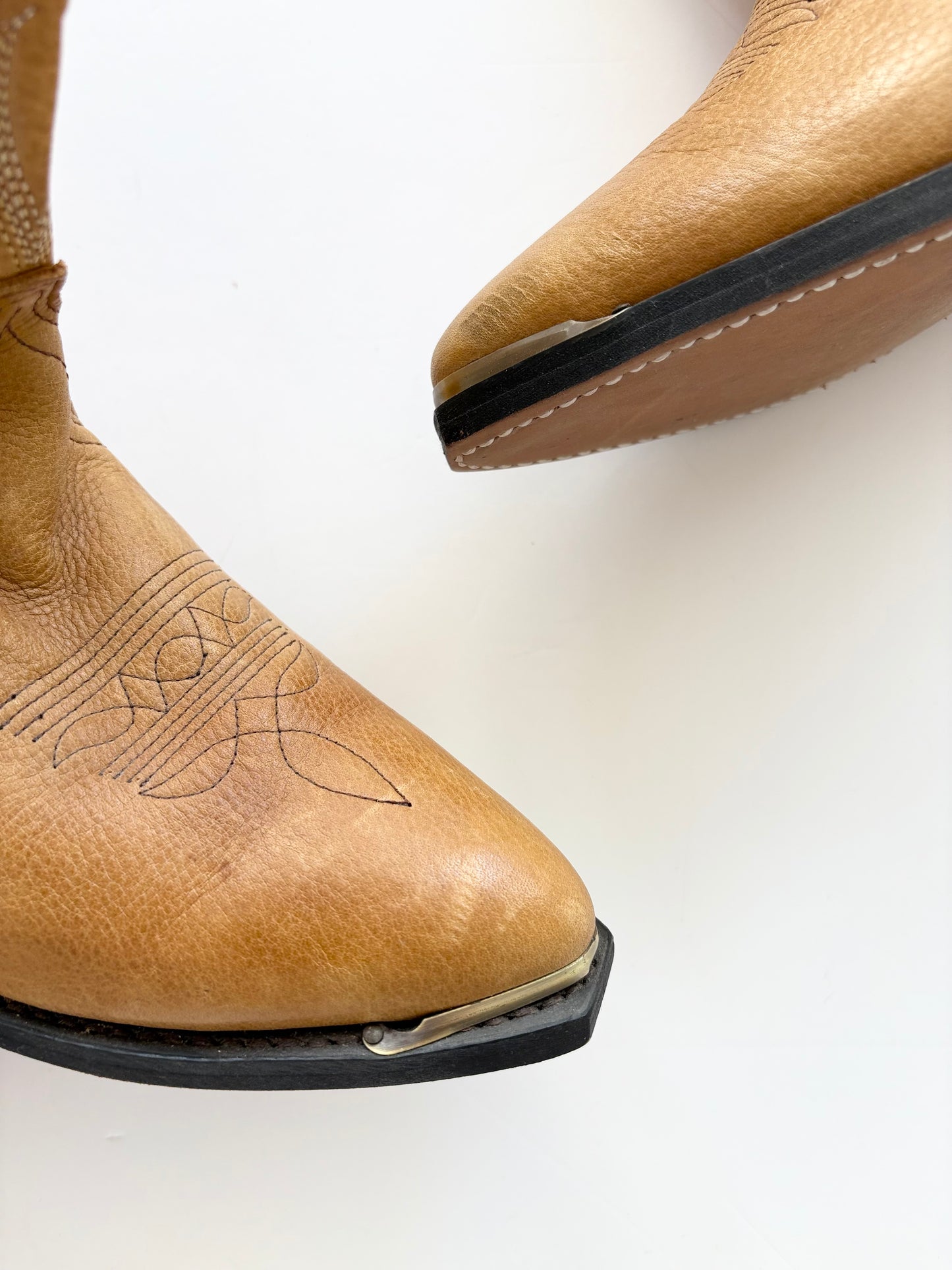 Y2K genuine leather cowboy boots US7.5