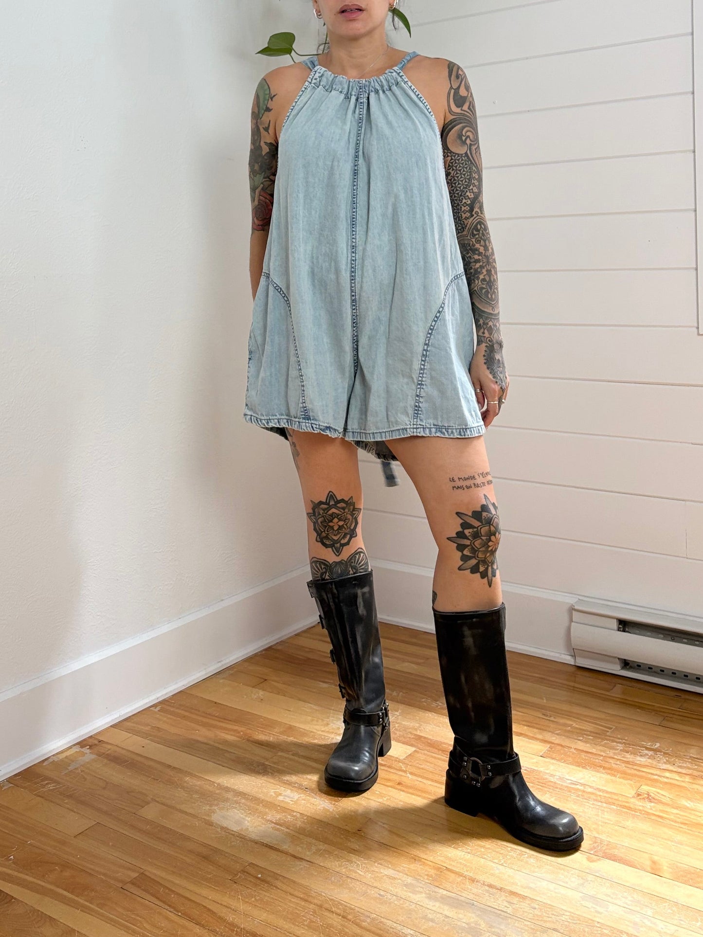 Salopette short en jean Free People Freebird XL