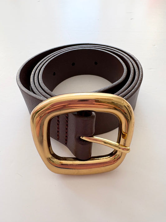 Ceinture Madewell marron à boucle sculpturale, taille moyenne