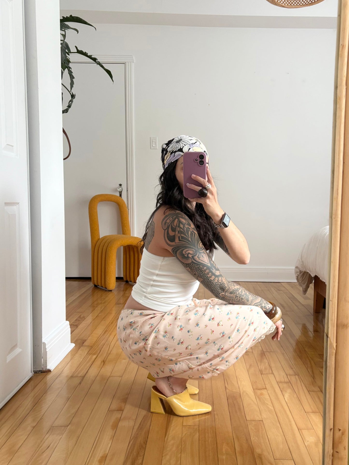 Jupe mi-longue nuisette Topshop satin floral M/L