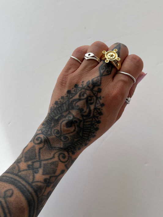 Noir NYC gold plated compass ring