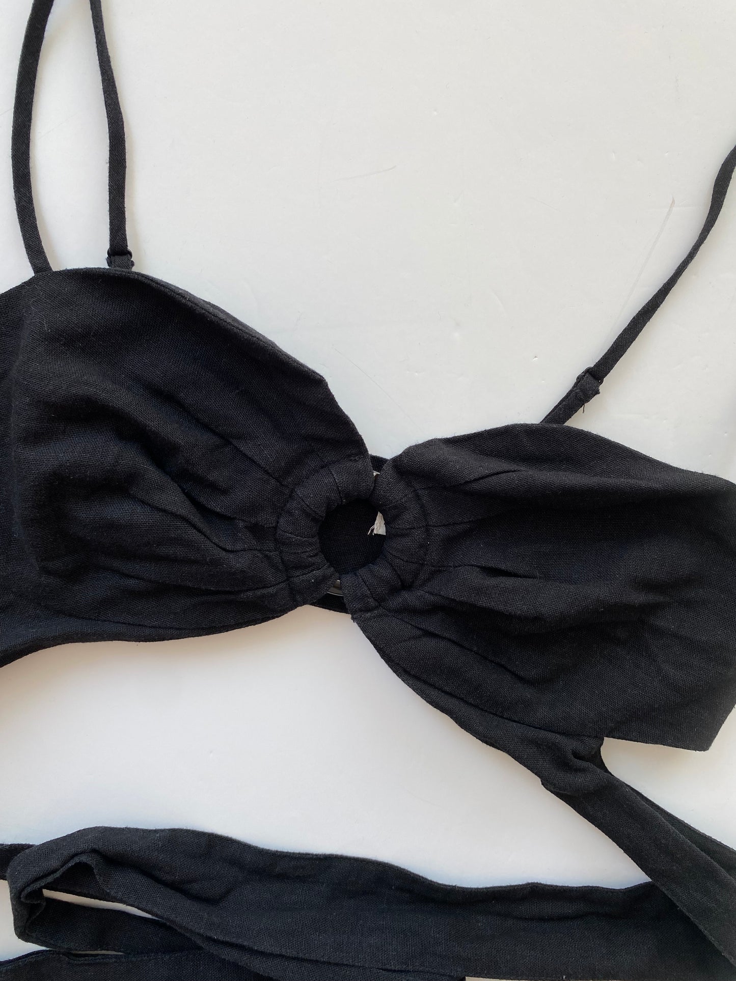 Avec les filles crop top cache-cœur en lin mélangé S/M