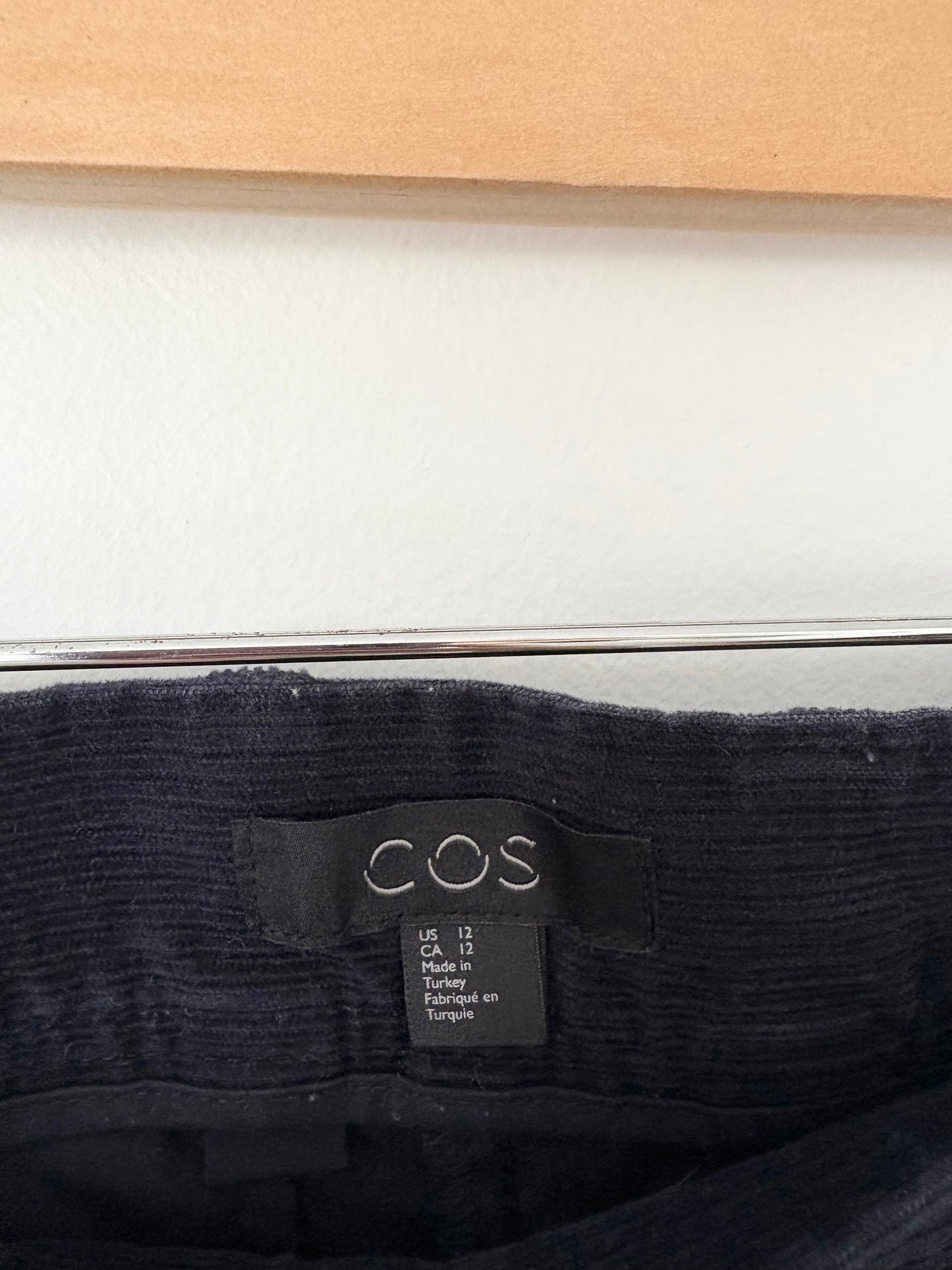 COS navy straight leg corduroy trousers W34