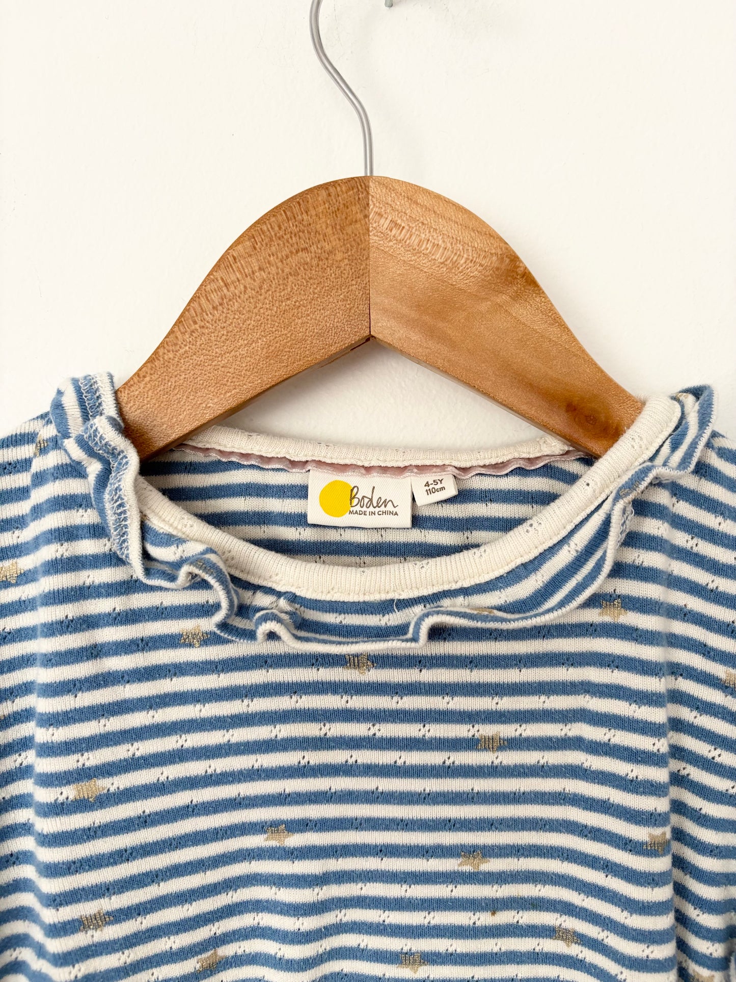Mini boden stripe ruffle top 4/5Y