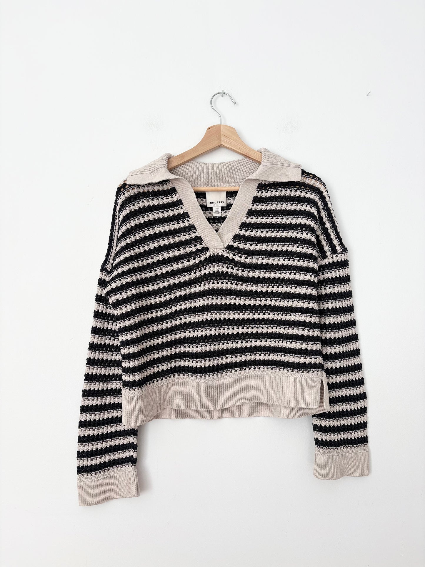 Industry structured open knit sweater Small