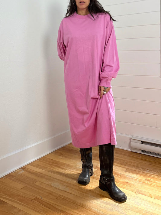 Samsoe Samsoe chrome long sleeve dress in bubblegum Medium