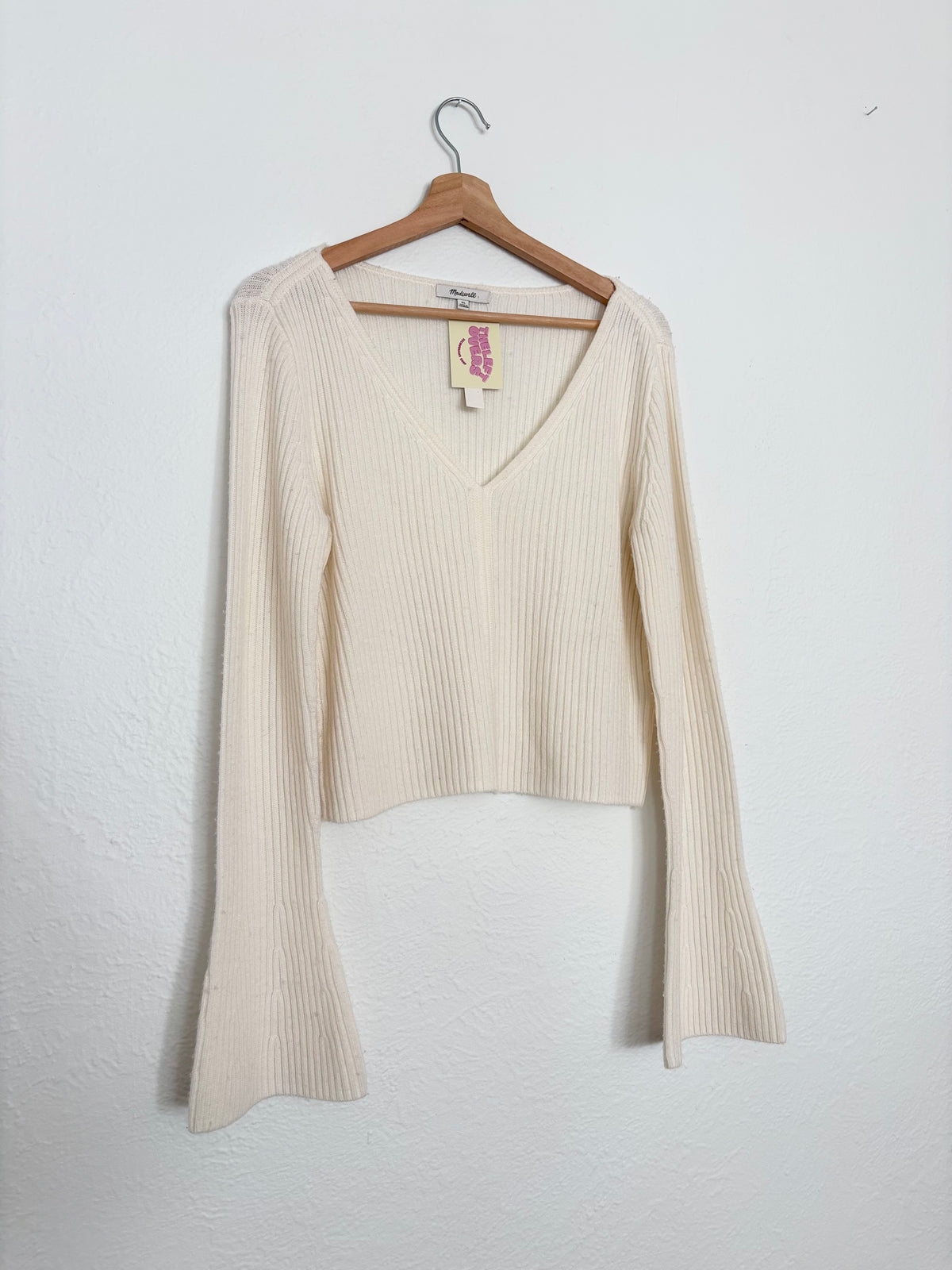Madewell ribbed V neck sweater in merino wool XL
