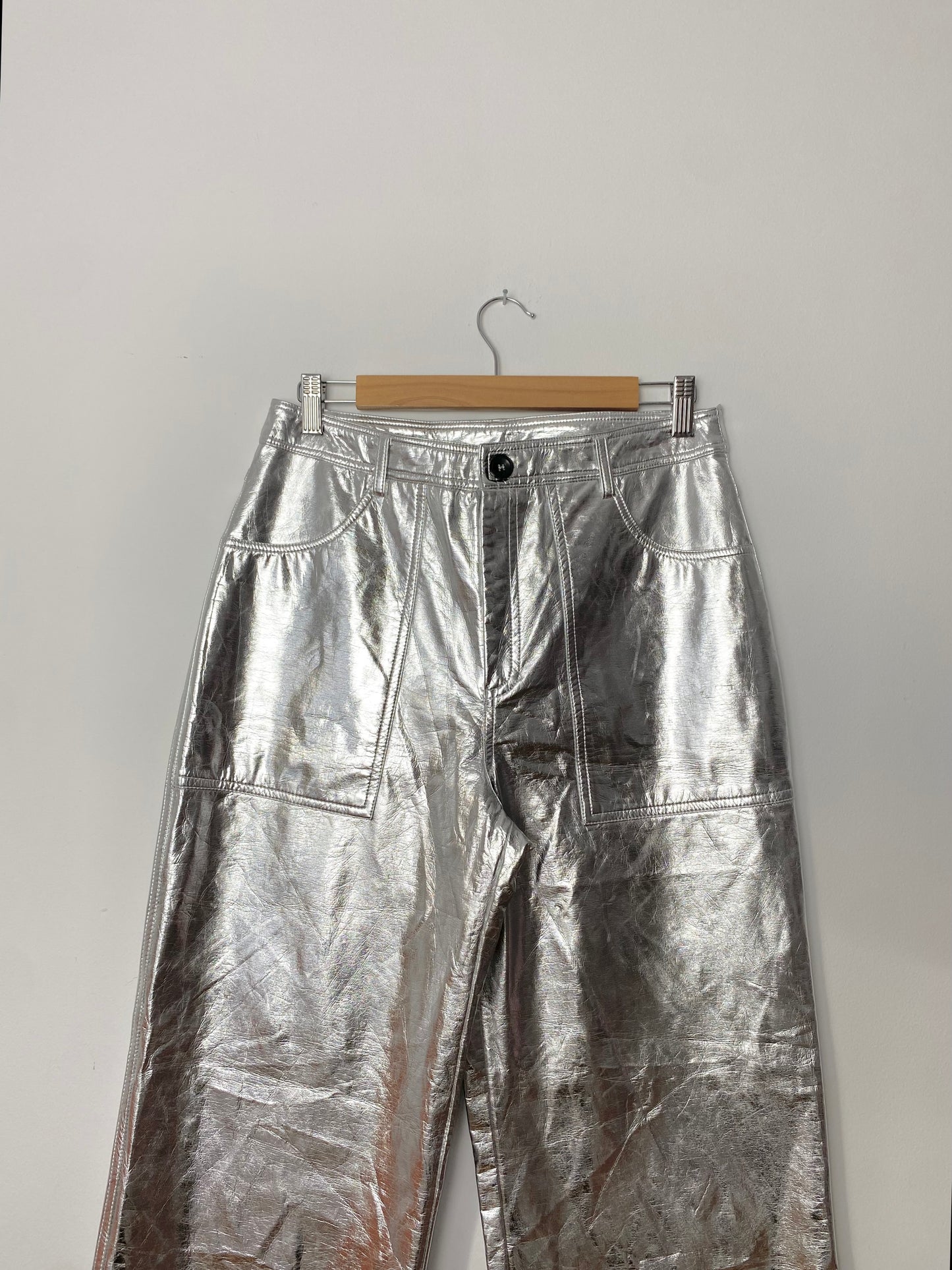 Know one cares silver metallic pants Medium