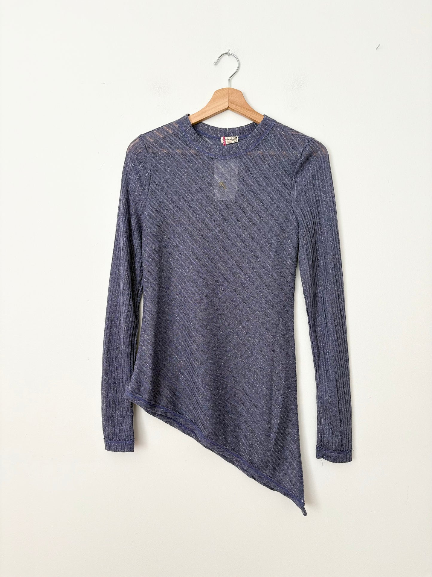 Free People sheer asymmetric sparkly top XS