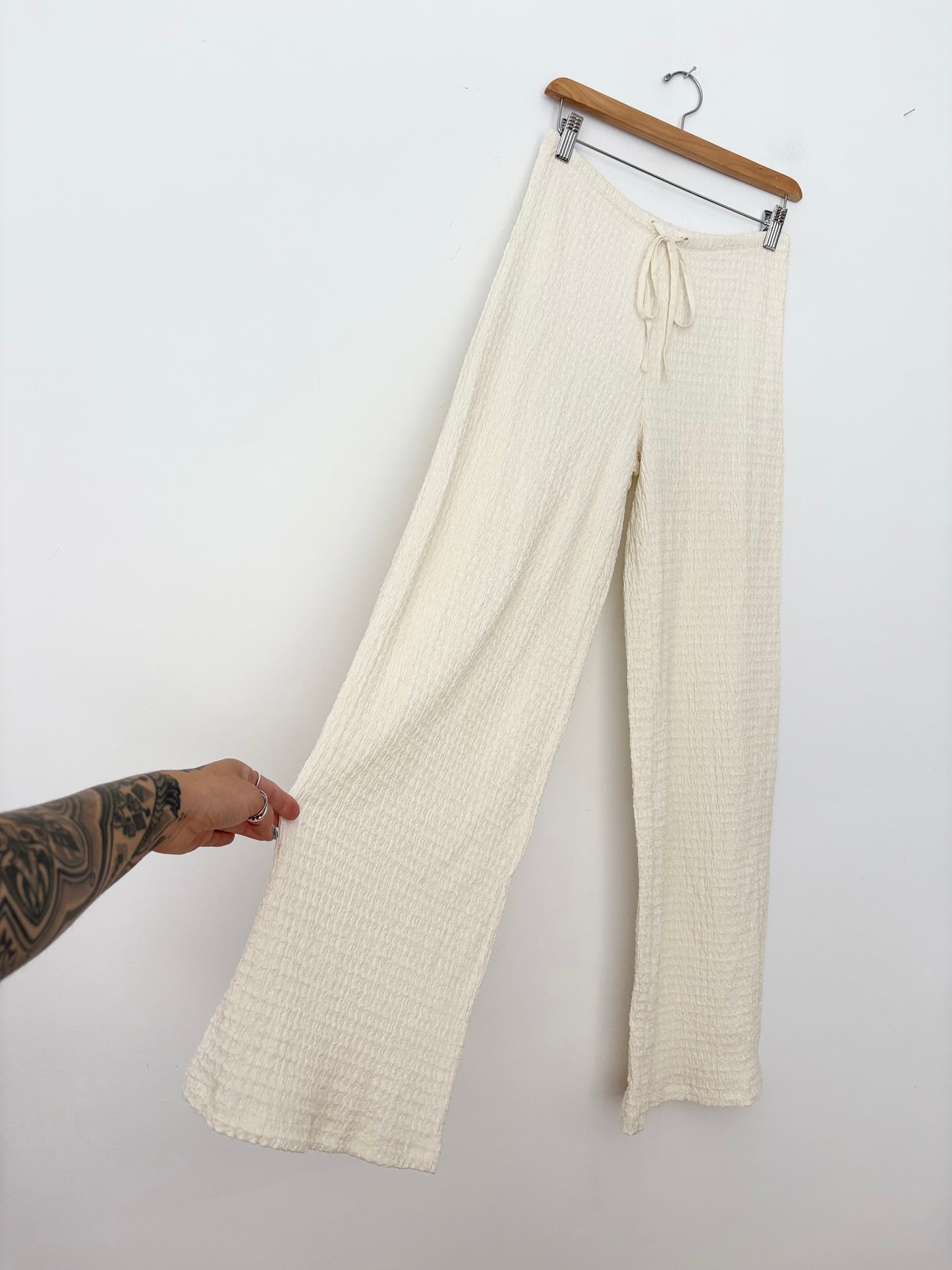 Pantalon large en maille gaufrée texturée Zara Medium