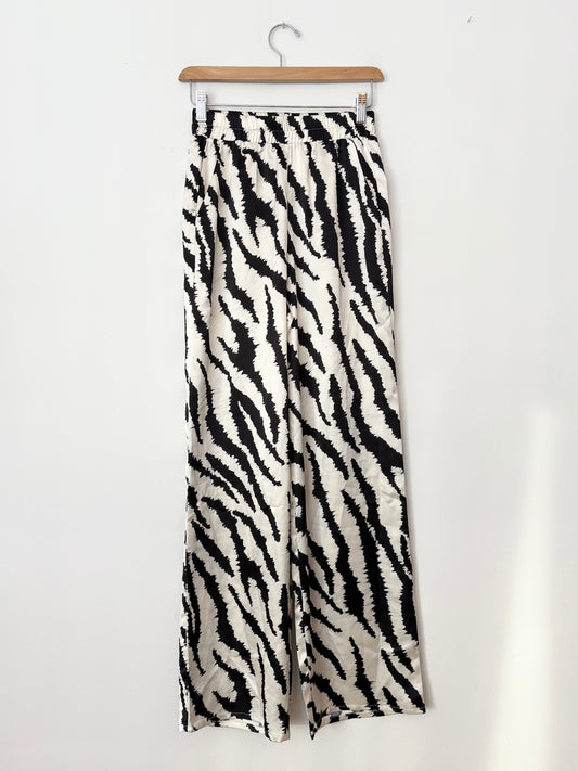 Pantalon large en satin zèbre 4th+ Reckless, taille XS