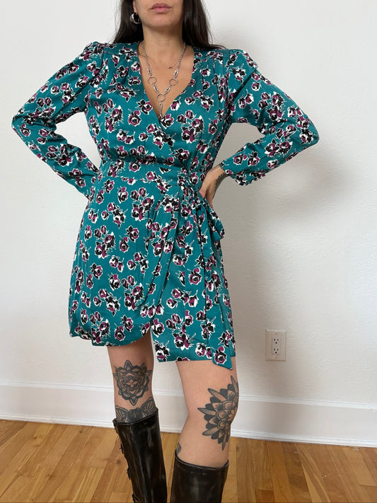 The kooples floral print wrap mini dress M/L