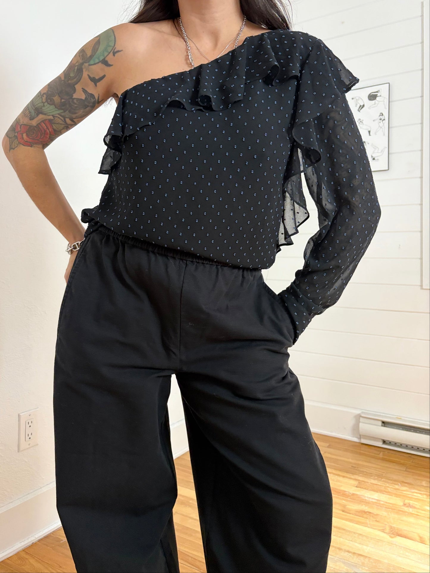 Avec les filles ruffled one shoulder blouse Medium