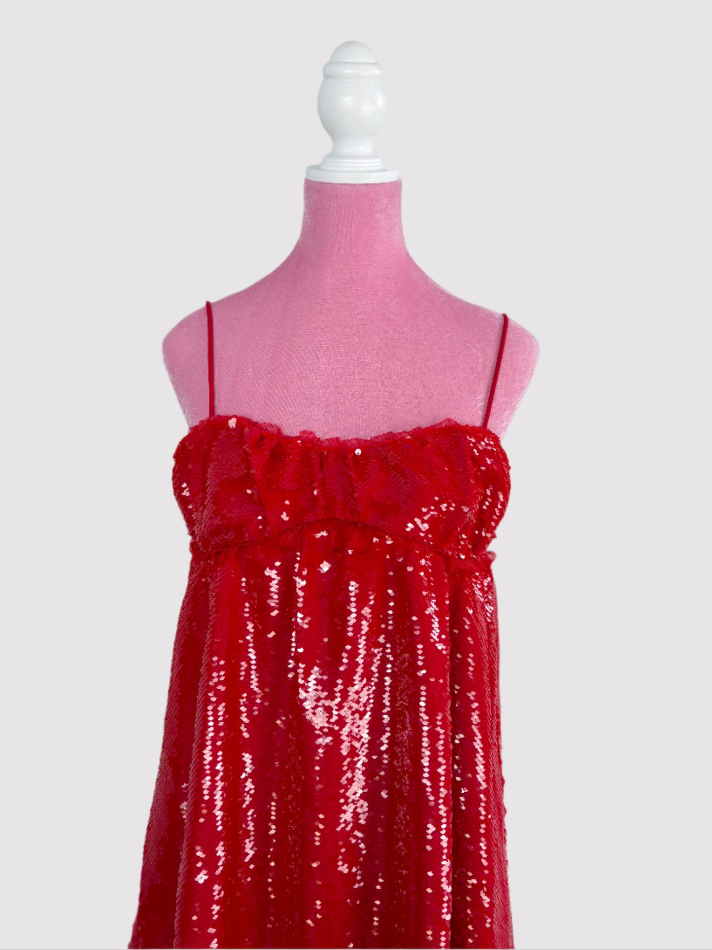 Ganni red sequins mini dress Small