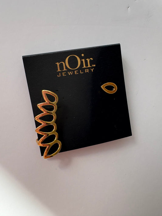 Noir NYC gold plated earring cuff set