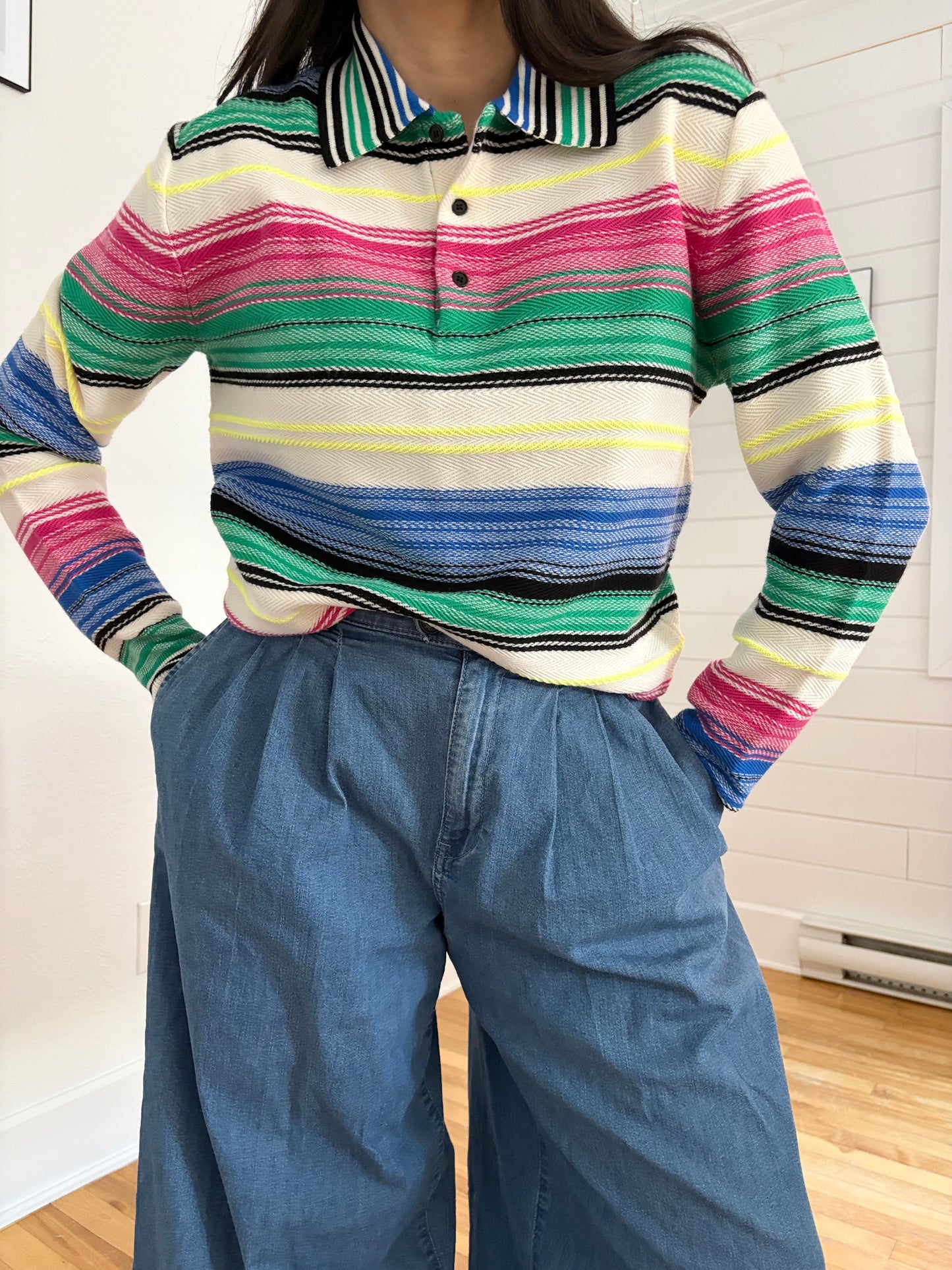 Polo The Kooples à rayures dégradées en laine mélangée, taille M/L