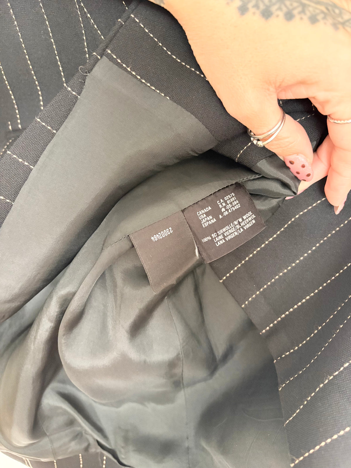 Blazer vintage Laurel en laine à fines rayures Taille M