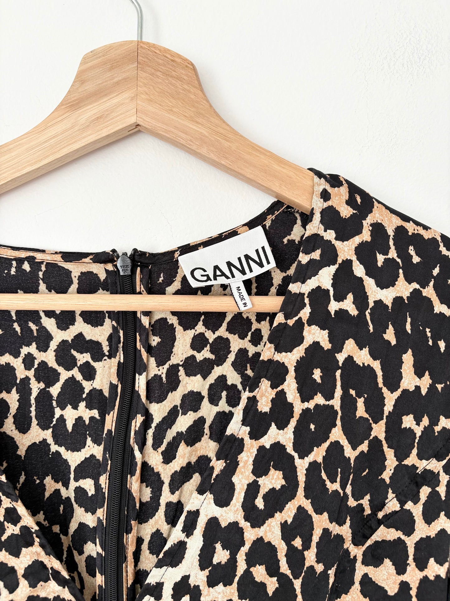 Ganni leopard print silk top Small
