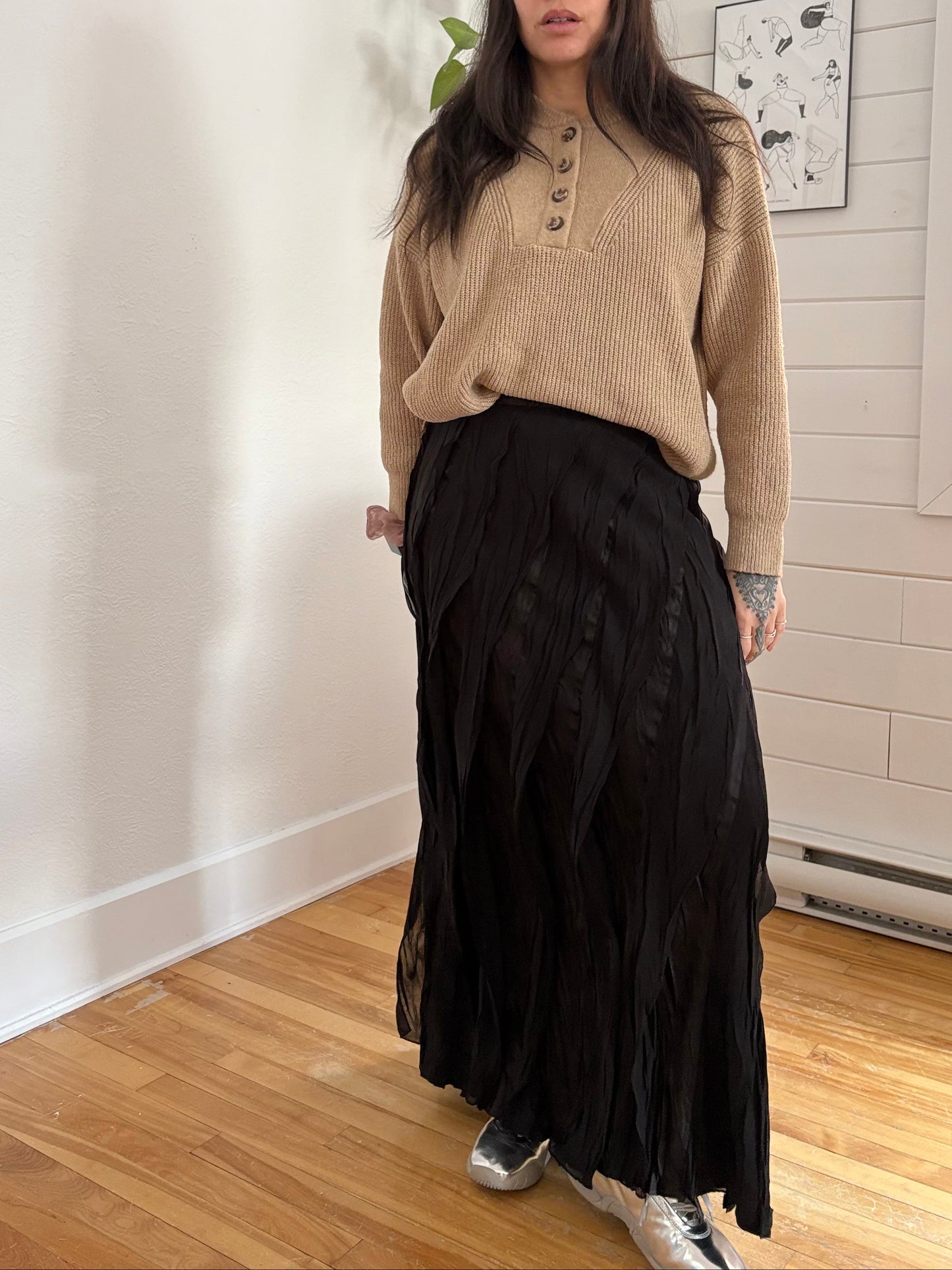 Pull en maille henley Moon River, taille moyenne