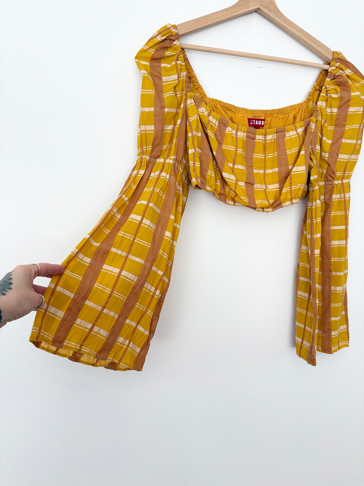 STAUD long sleeve plaid crop top Medium