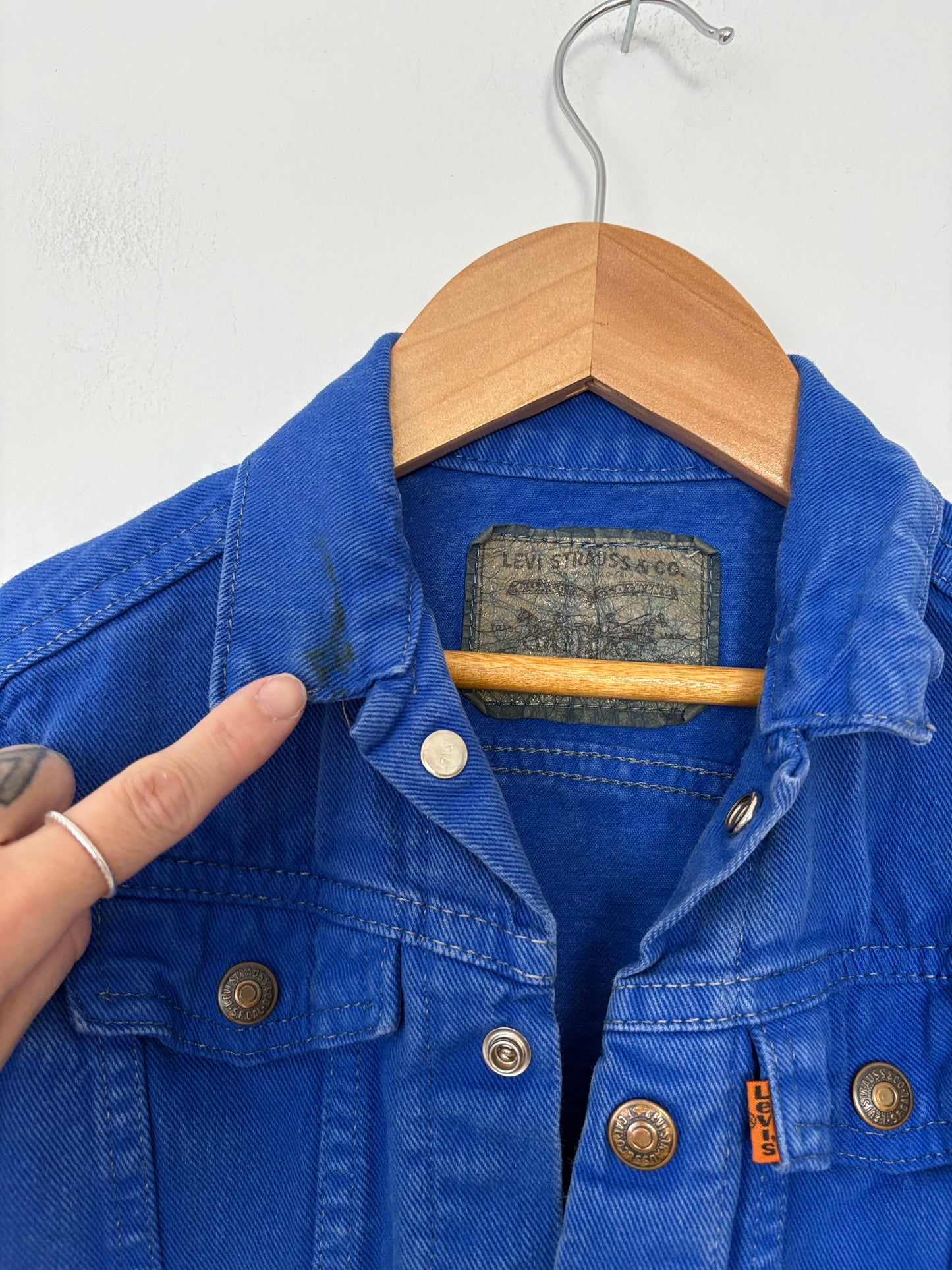 Vintage blue denim levis jacket 3/4Y