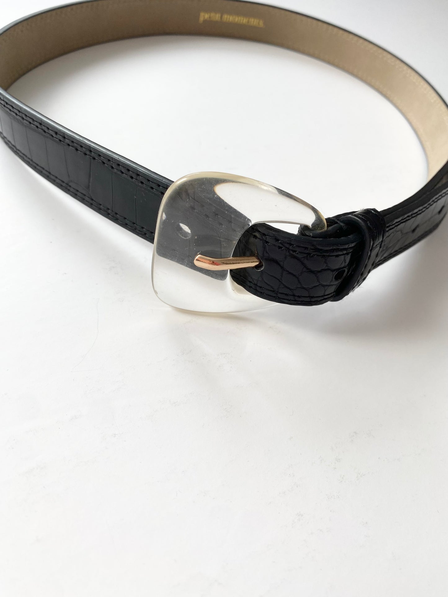 Petits moments so chic black crocodile embossed belt XS/S