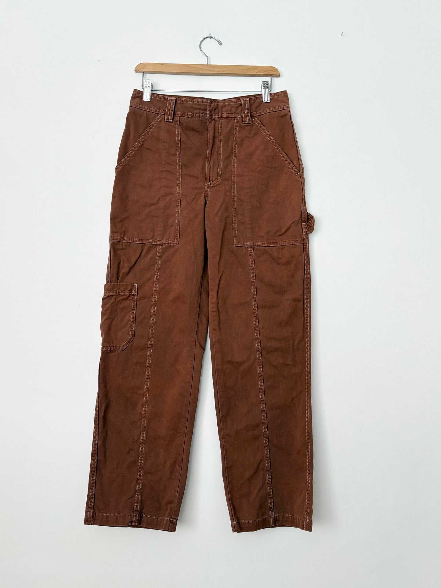 Pantalon cargo marron à jambes larges Sun Deh, taille M