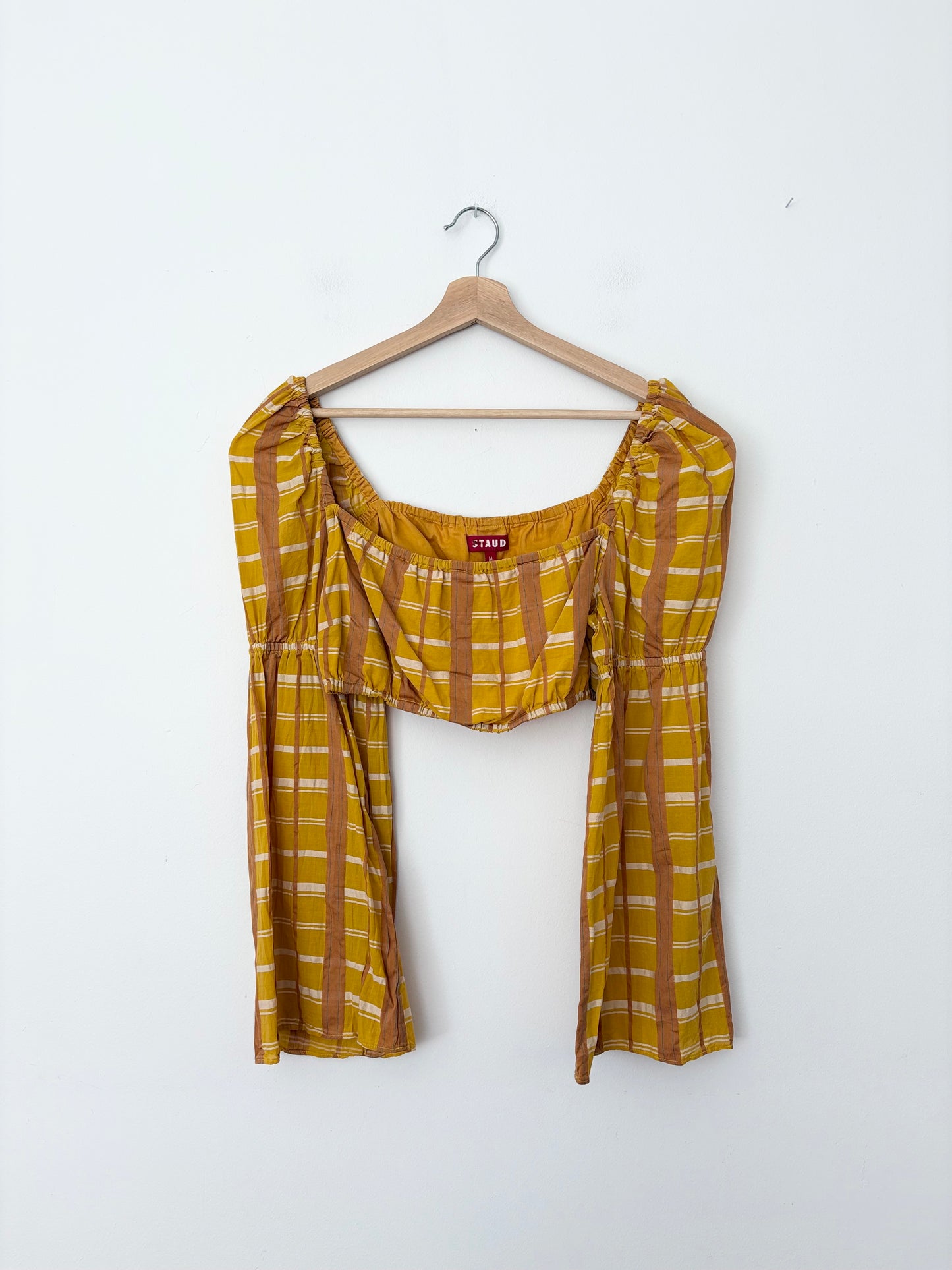 STAUD long sleeve plaid crop top Medium