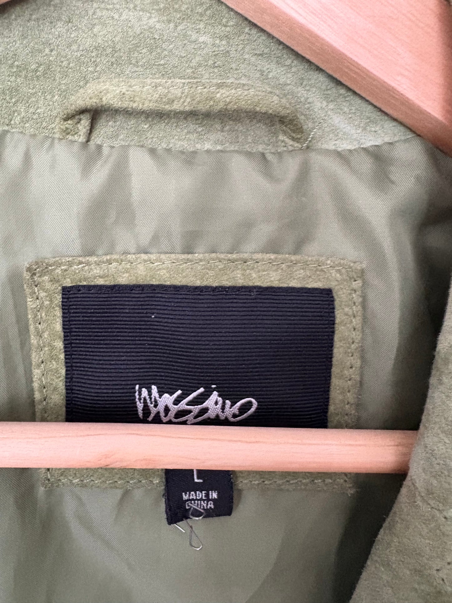 Blazer en cuir vert sauge Mossimo Y2K, taille L