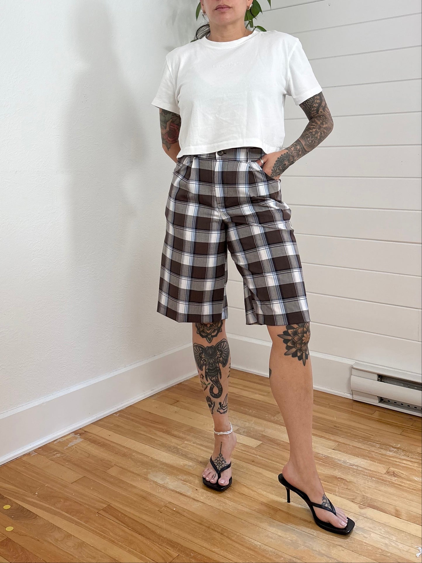 Jorts longs à carreaux Urban Renewal Petite taille