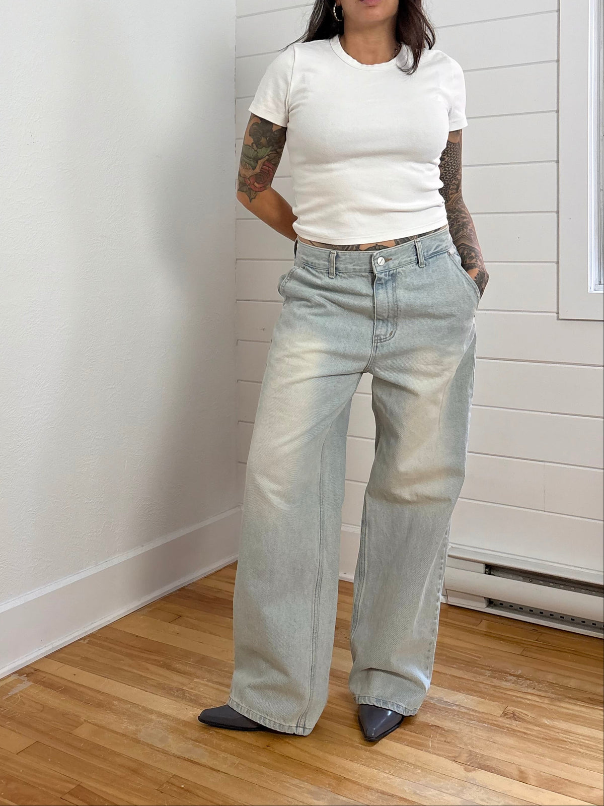 Fabrégat one tuck relaxed denim pants W31