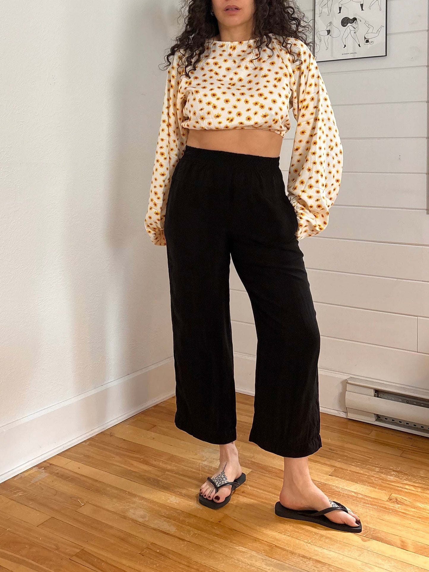 Weworewhat Disty daisy billow sleeve top Small
