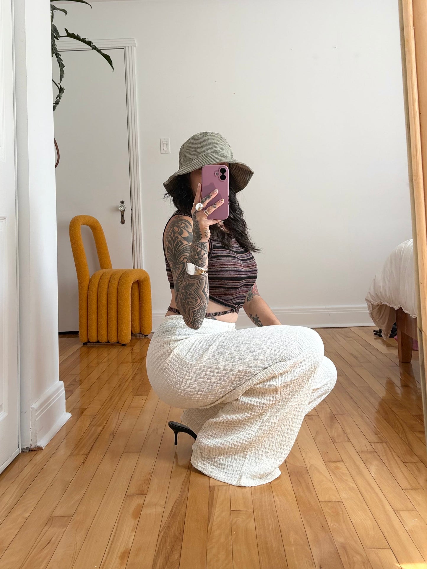 Pantalon large en maille gaufrée texturée Zara Medium