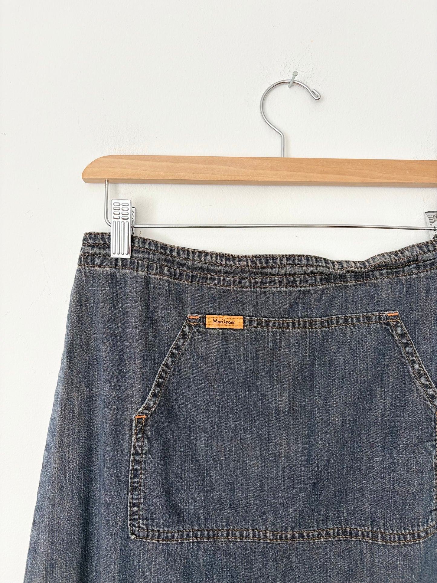 Jupe longue vintage en jean bleu mandy, taille M