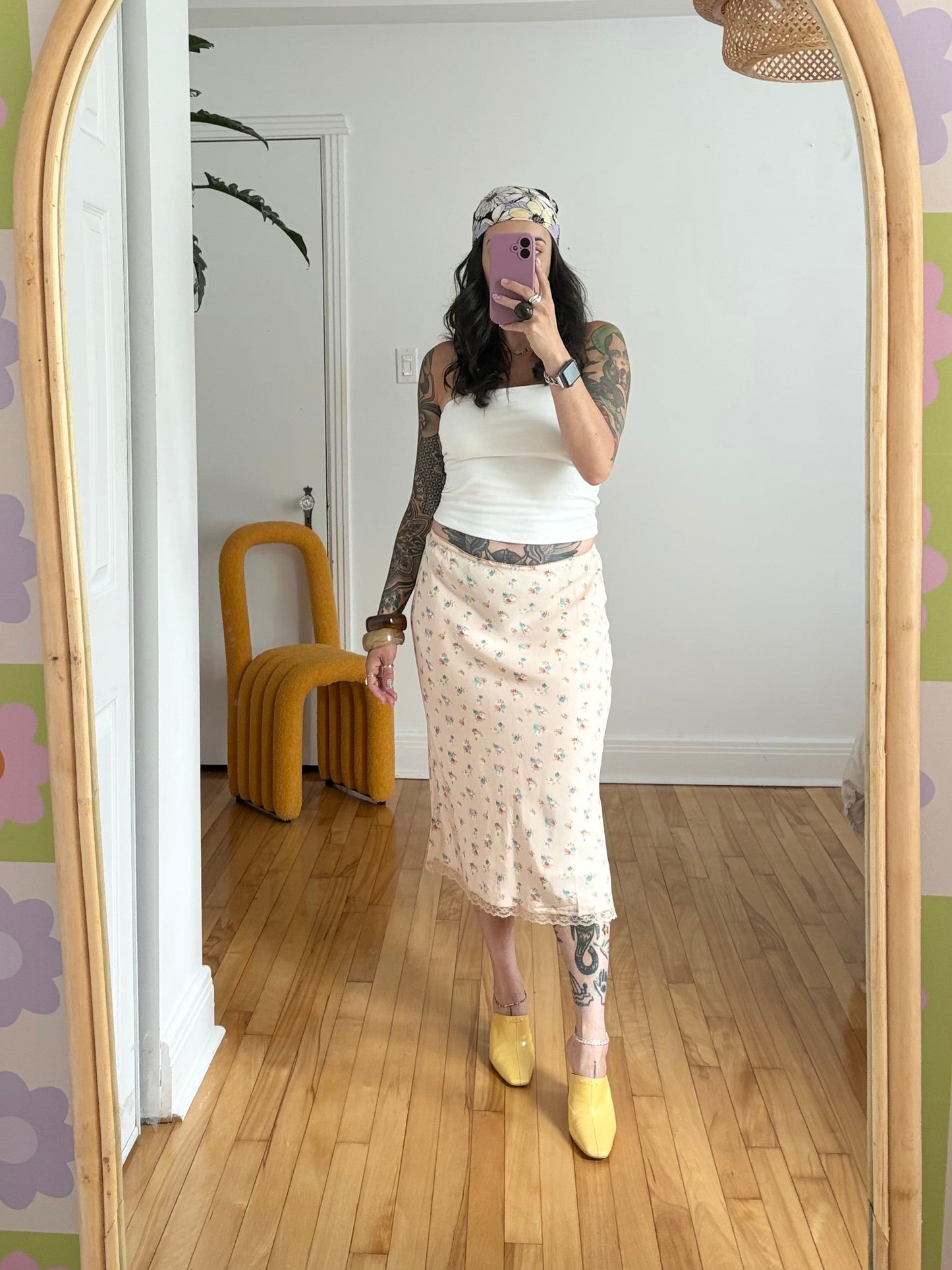Jupe mi-longue nuisette Topshop satin floral M/L