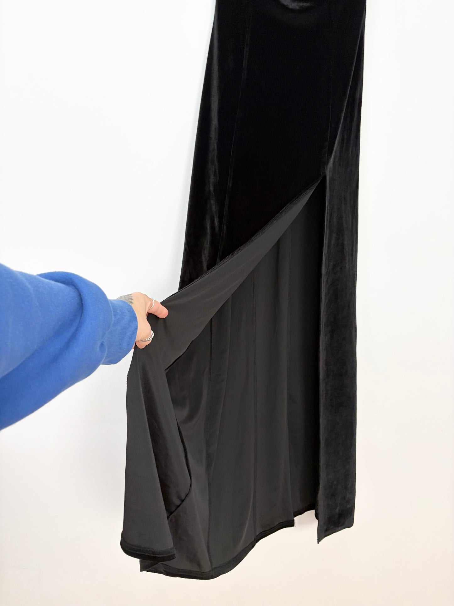 Miscreants cupid velvet slit maxi dress M/L