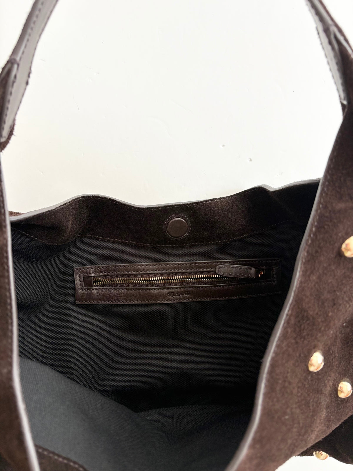 Madewell the mylie studded suede shoulder bag