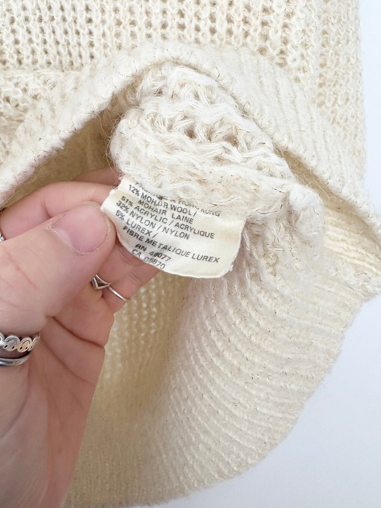 Pull vintage Esprit en maille métallisée mélangée mohair, taille S