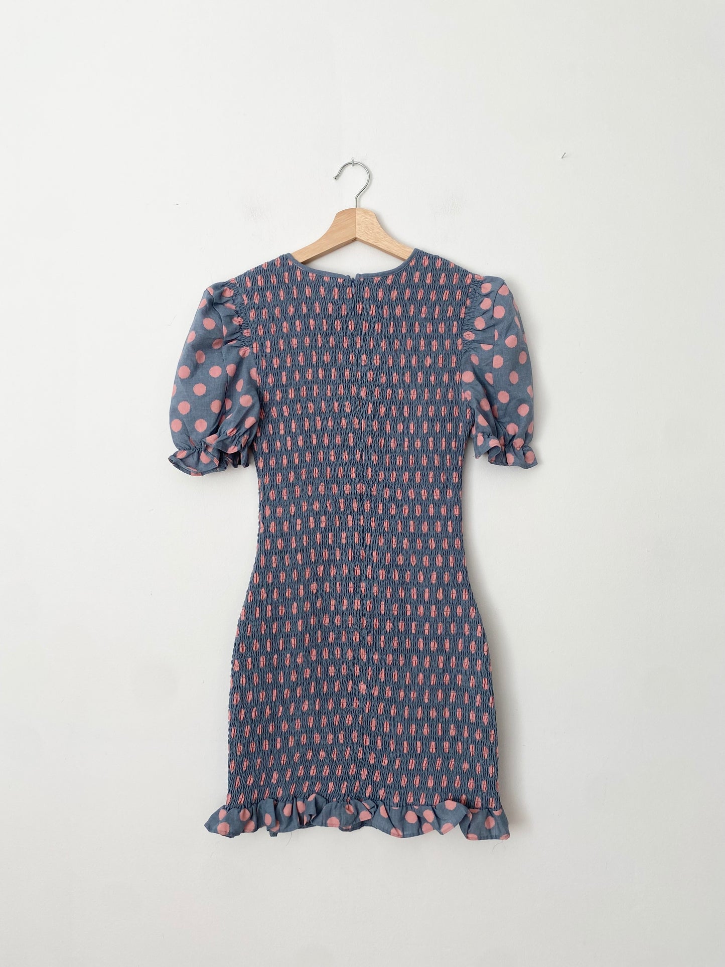 Free the roses Anthropologie smocked polka dot dress S/M
