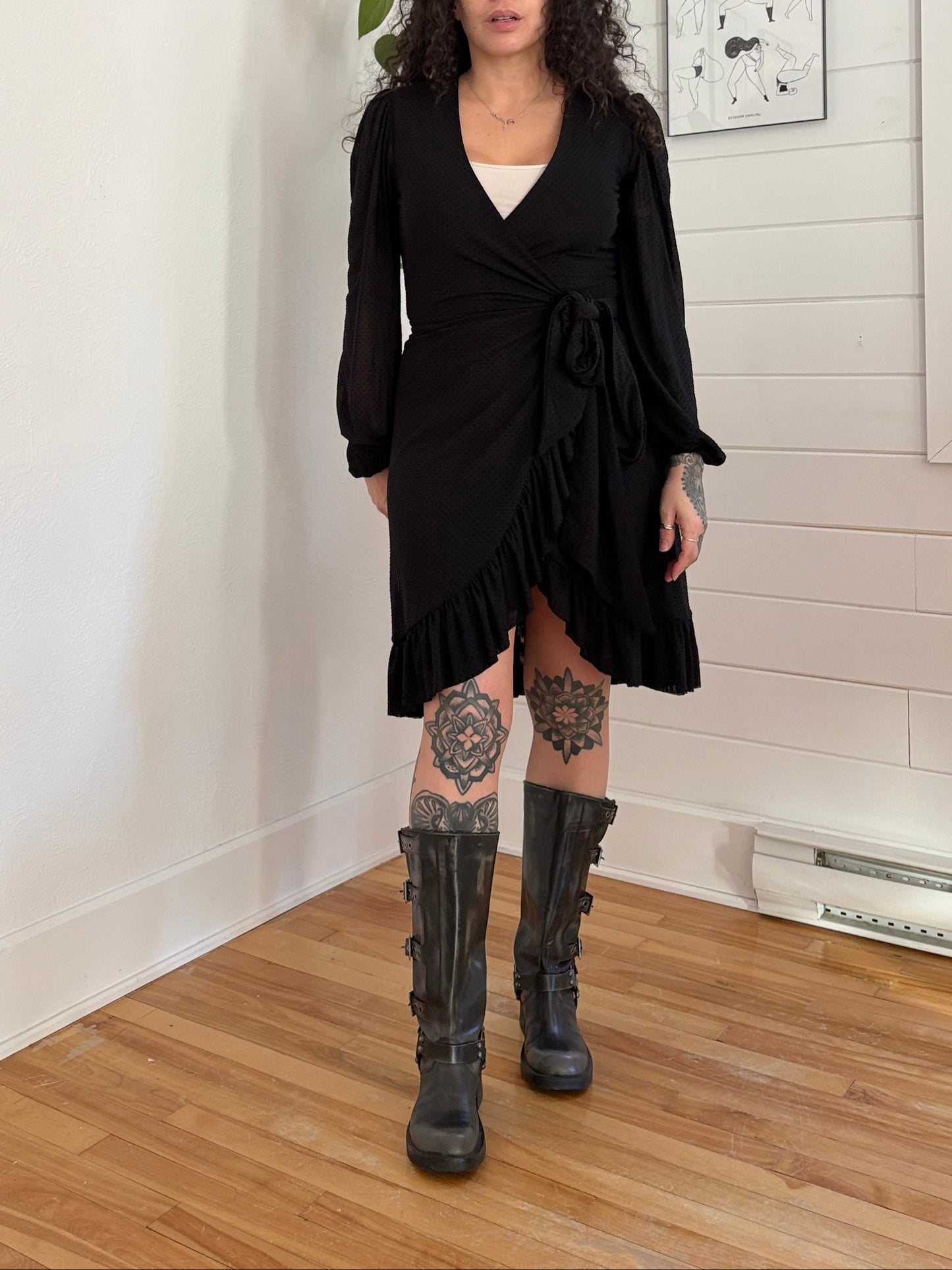 Ganni dot mesh wrap dress XS/S