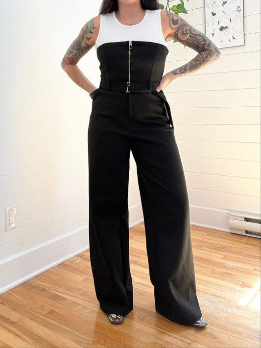 Desigual belted wide leg jumpsuit Large