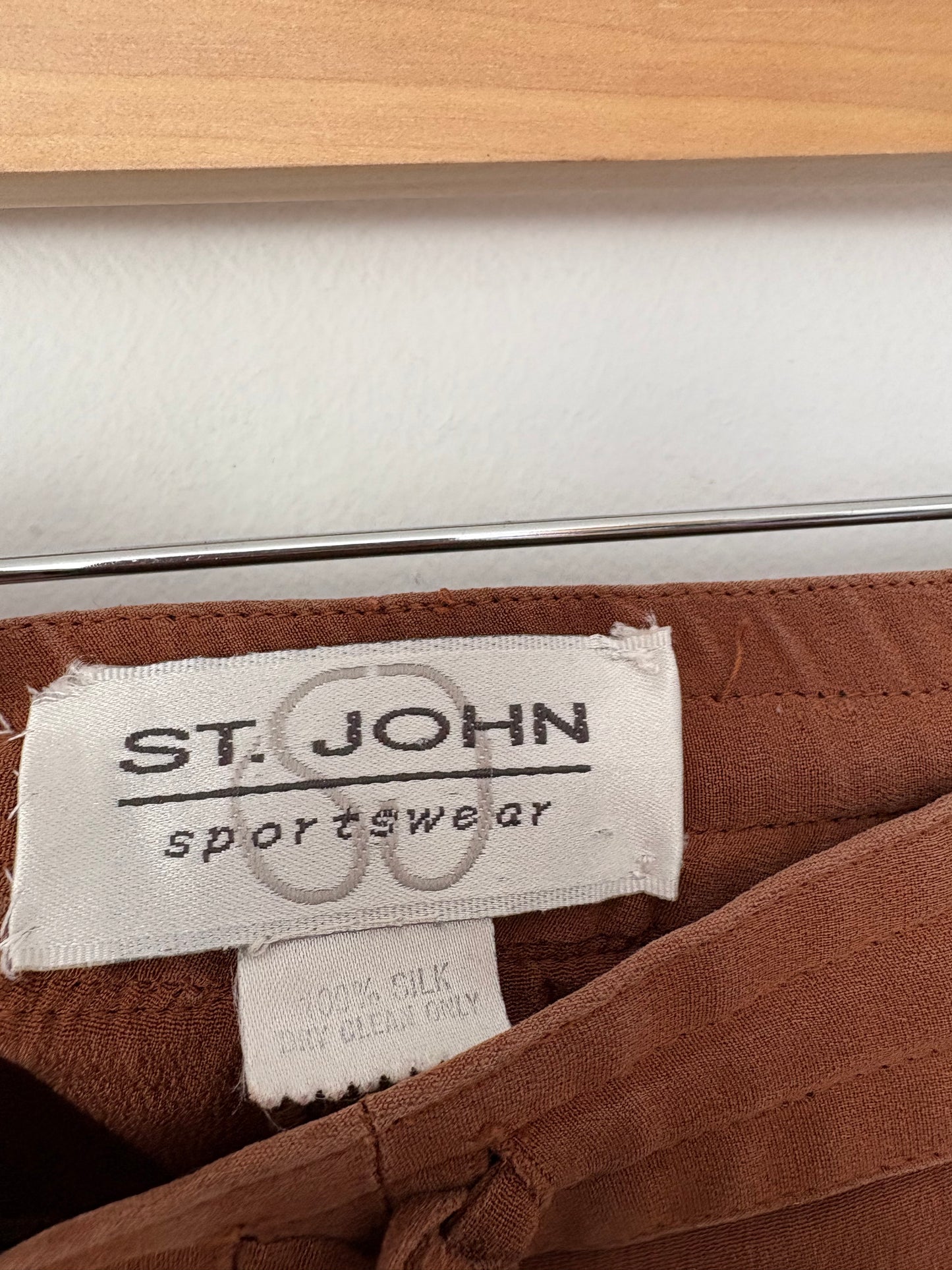 Pantalon large en soie marron St John, taille M/L