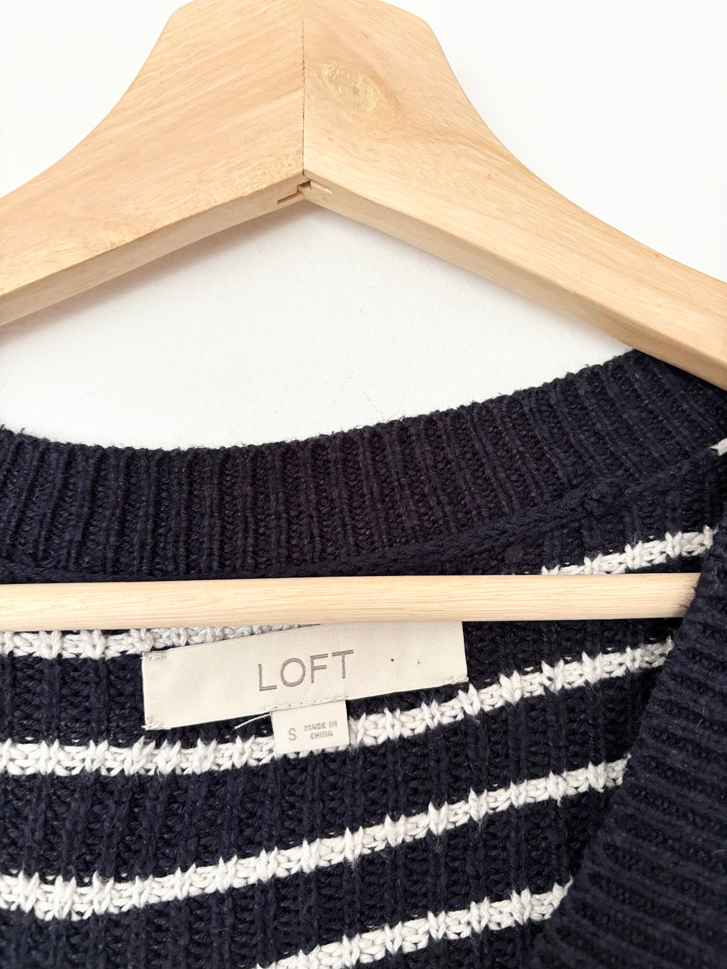 Loft cotton knit stripe cardigan Small