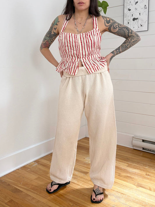 VRG GRL linen stripe crossback tank XL