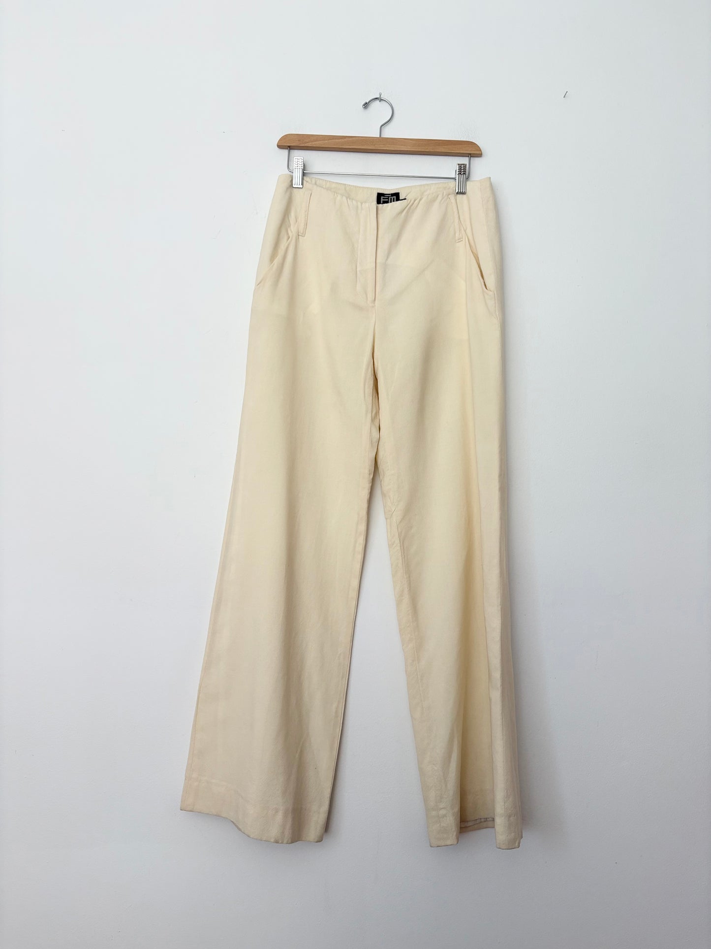Pantalon large femme en laine semi-transparent vintage