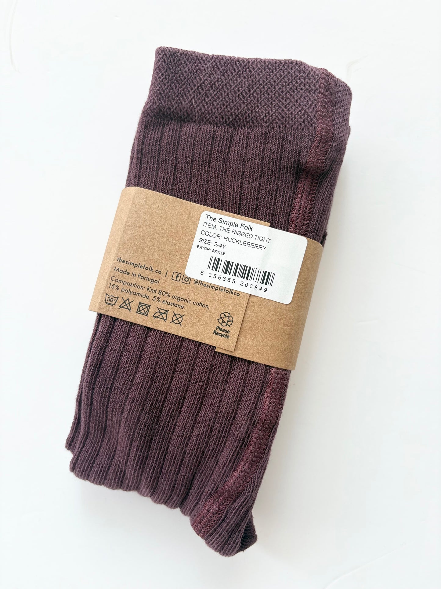 The simple folk ribbed tights in huckleberry 2/4Y