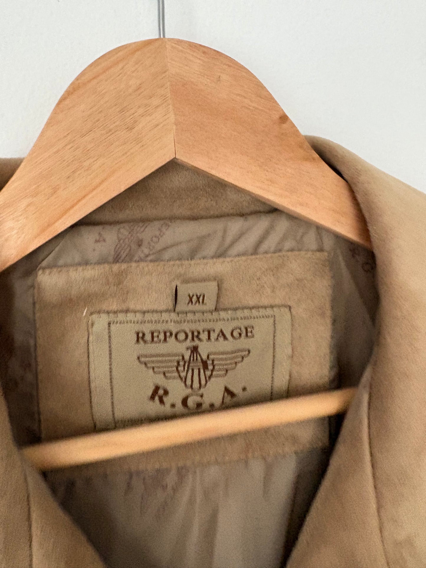 Blouson aviateur vintage en daim beige, taille 2XL