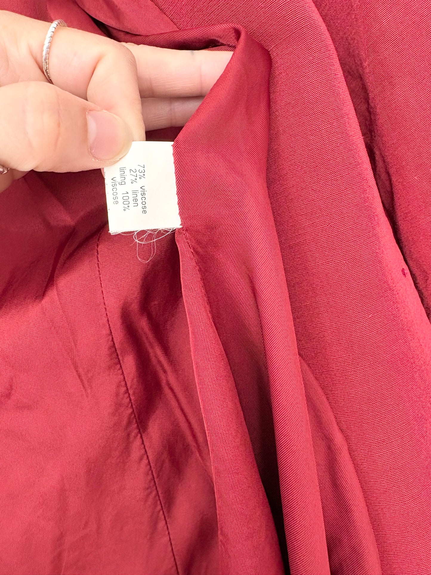 Jigsaw red linen blend tailored coat Medium